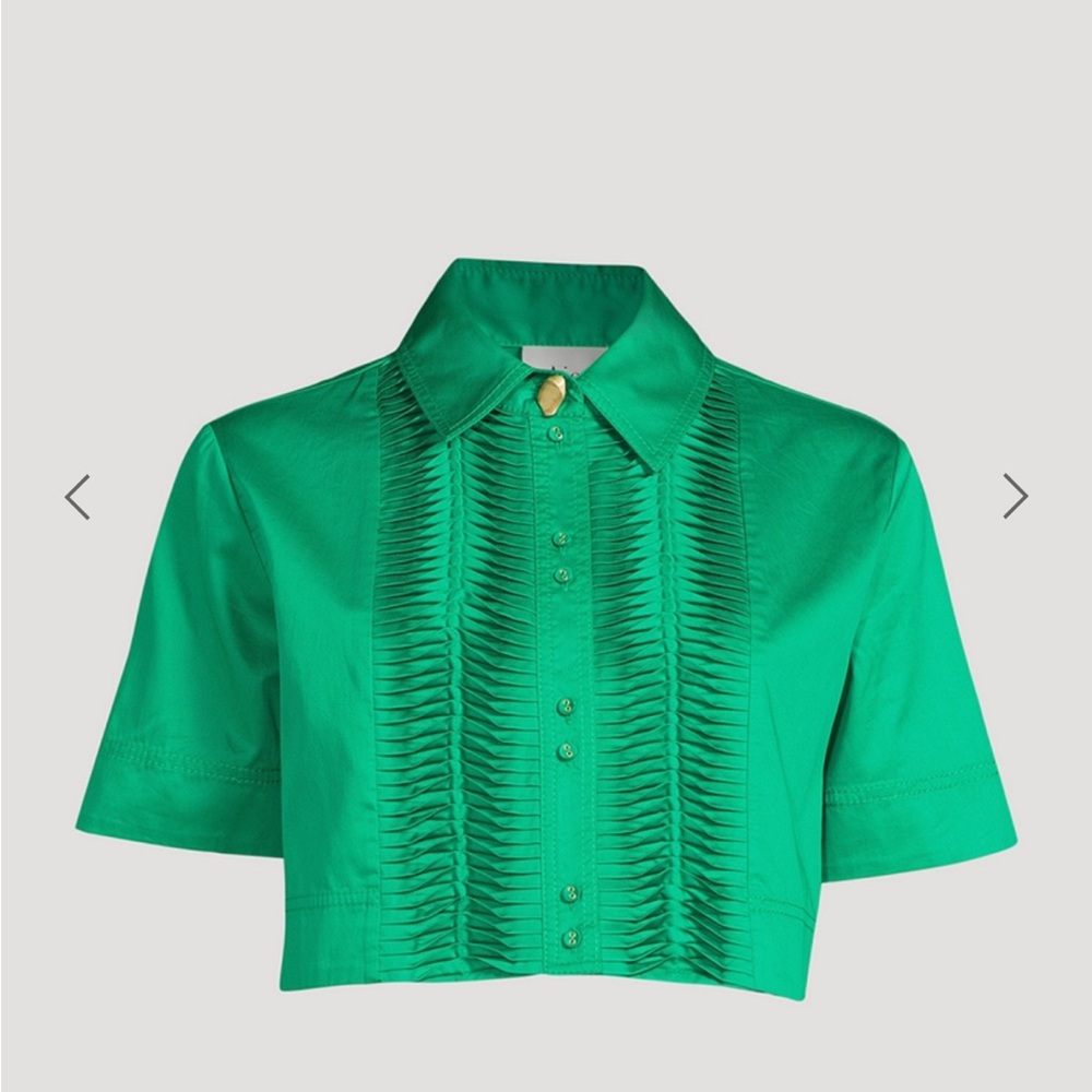 Aje Tidal Tucked Crop Shirt Emerald Size 12